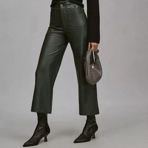 The Colette Cropped Wide-Leg Faux Leather Pants by Maeve - BLACK - Size 33